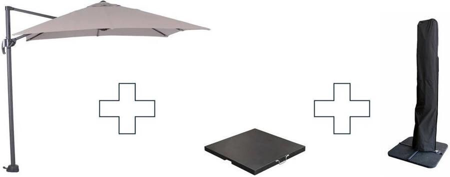 Garden Impressions Zweefparasol Hawaii S met voet en hoes Zand 250 x 250 cm