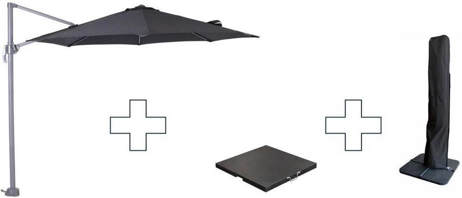 Garden Impressions Zweefparasol Hawaii S met voet en hoes Zwart 300 cm)