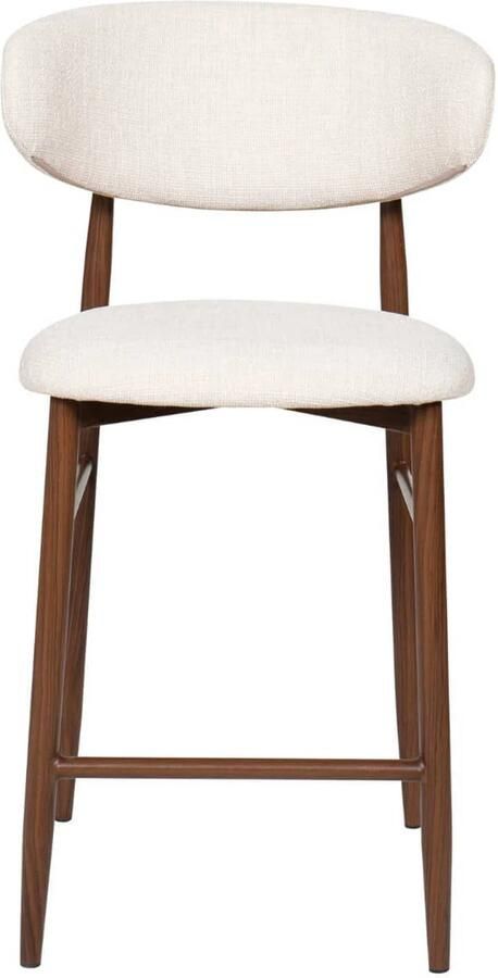 Giga Meubel Barstoel Alexia Beige Stof Walnoot Onderstel Zithoogte 75 cm Set van 2 - Foto 3
