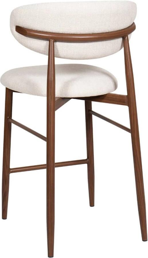 Giga Meubel Barstoel Alexia Beige Stof Walnoot Onderstel Zithoogte 75 cm Set van 2 - Foto 4