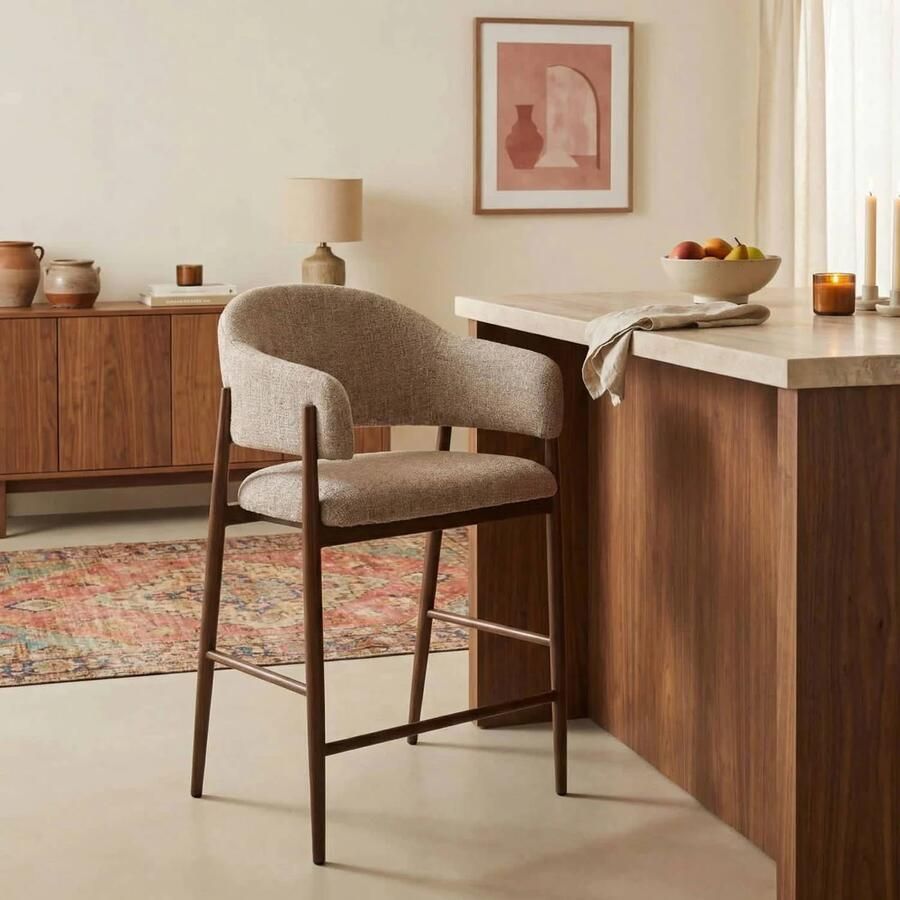 Giga Meubel Barkruk DÃ©nia Taupe Walnoot Zithoogte 75cm (set van 2) - Foto 2