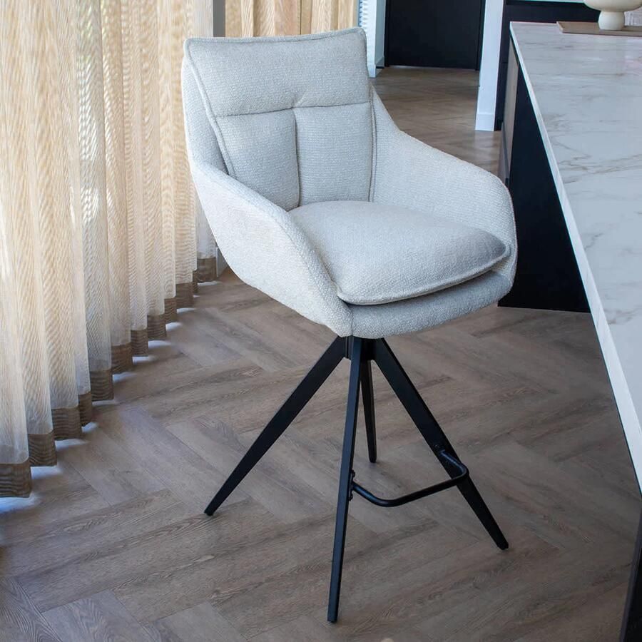 Déja Living DÉJA Living Barkruk Manon Beige Draaibaar 75cm Set van 2 - Foto 3