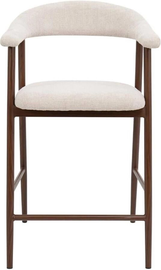 Giga Meubel Barkruk Mila Beige Stof Walnoot Zithoogte 75cm Set van 2 - Foto 2
