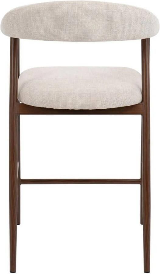 Giga Meubel Barkruk Mila Beige Stof Walnoot Zithoogte 75cm Set van 2 - Foto 3