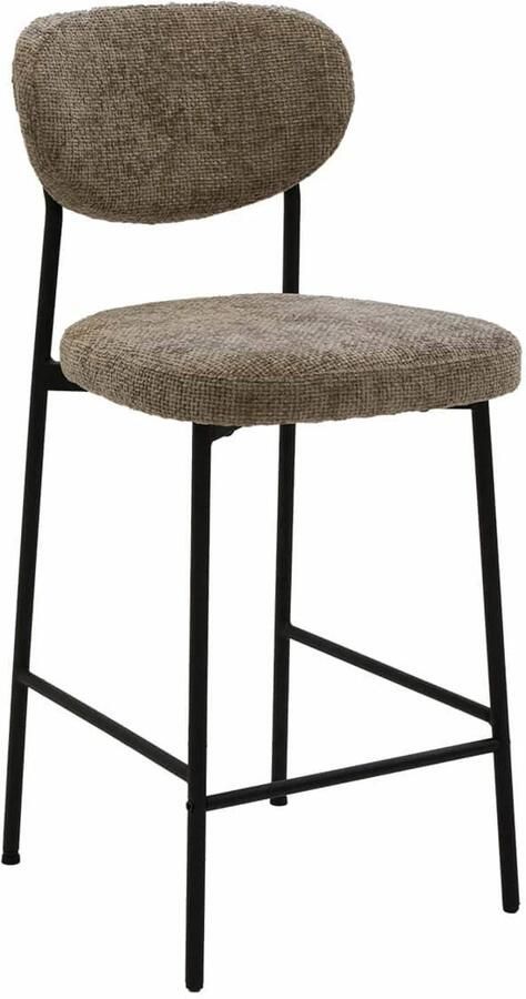 Giga Meubel Barstoel Taupe Stof Zithoogte 65cm 44x50x97cm Vajèn Set van 2