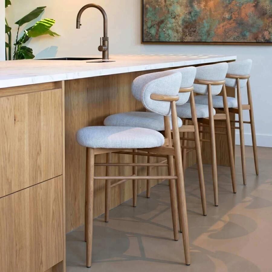 Giga Meubel Barstoel Alexia Beige Naturel Zithoogte 65cm (set van 2) - Foto 2