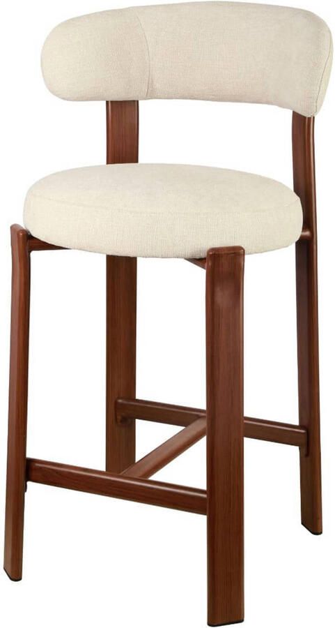 Giga Meubel Barstoel Märsta Beige Walnoot Stof Zithoogte 67cm Set van 2