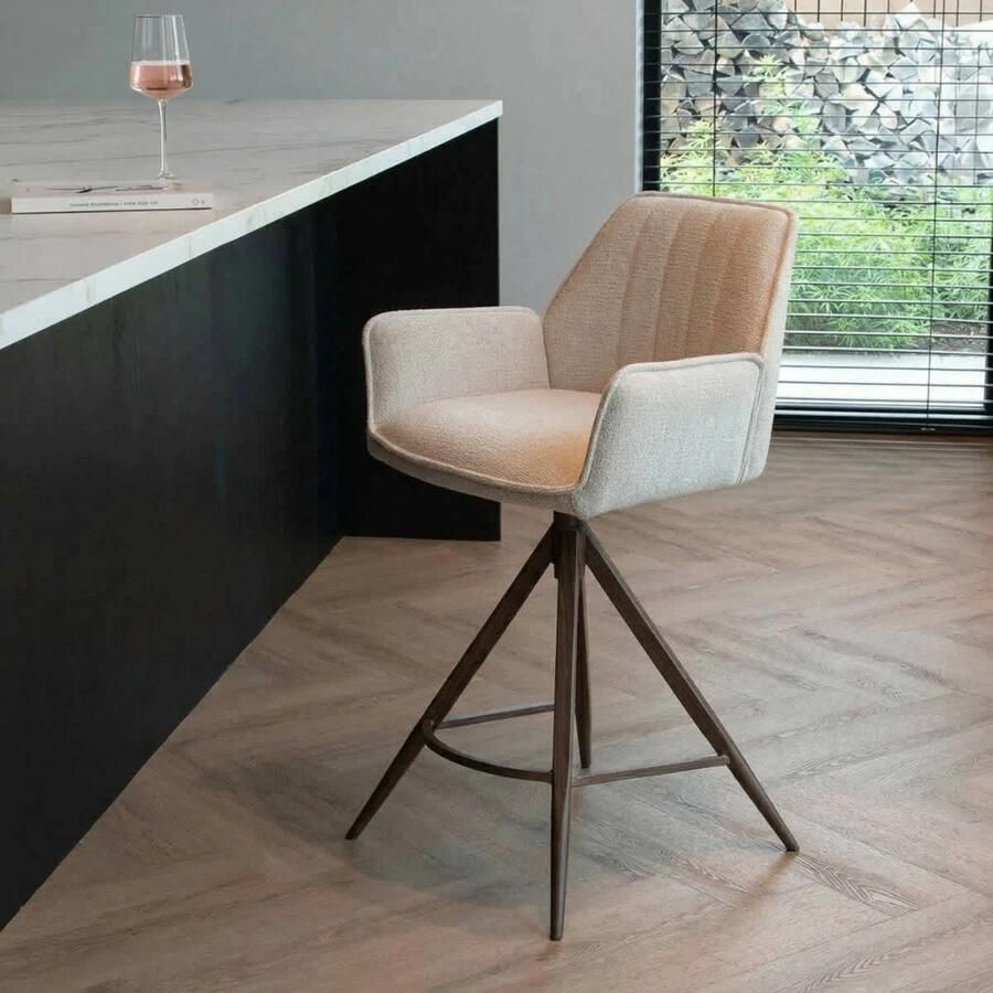 Giga Meubel Barstoel Noa Beige Walnoot- Zithoogte 66cm Set van 2 - Foto 3