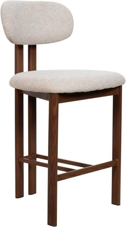 Giga Meubel Barkruk Noor Stof Metaal Walnoot Zithoogte 75cm Set van 2