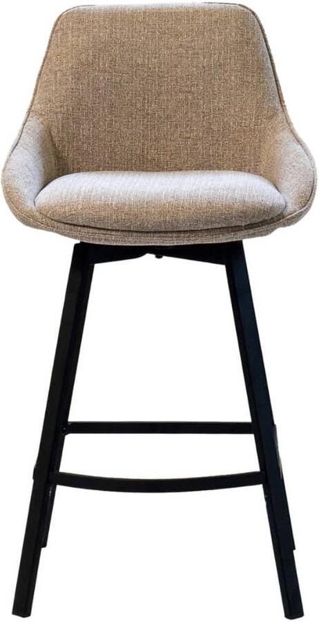 Giga Meubel Barstoel Stof Taupe Zithoogte 65cm 50x49x89cm Roos - Foto 3