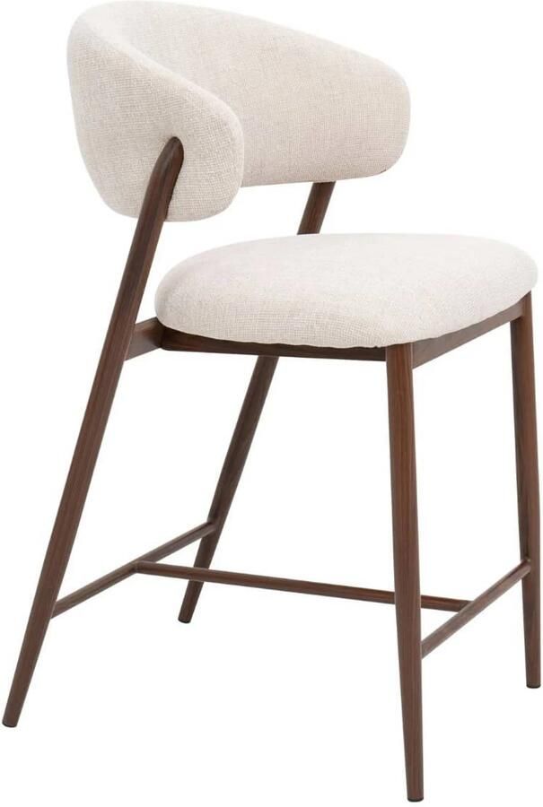 Déja Living DÉJA Living Barstoel Skive Beige Walnoot Zithoogte 67cm Set van 2
