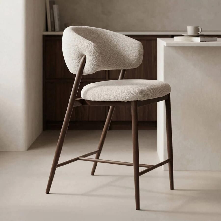 Déja Living DÉJA Living Barstoel Skive Zand Walnoot Zithoogte 67cm Set van 2 - Foto 2
