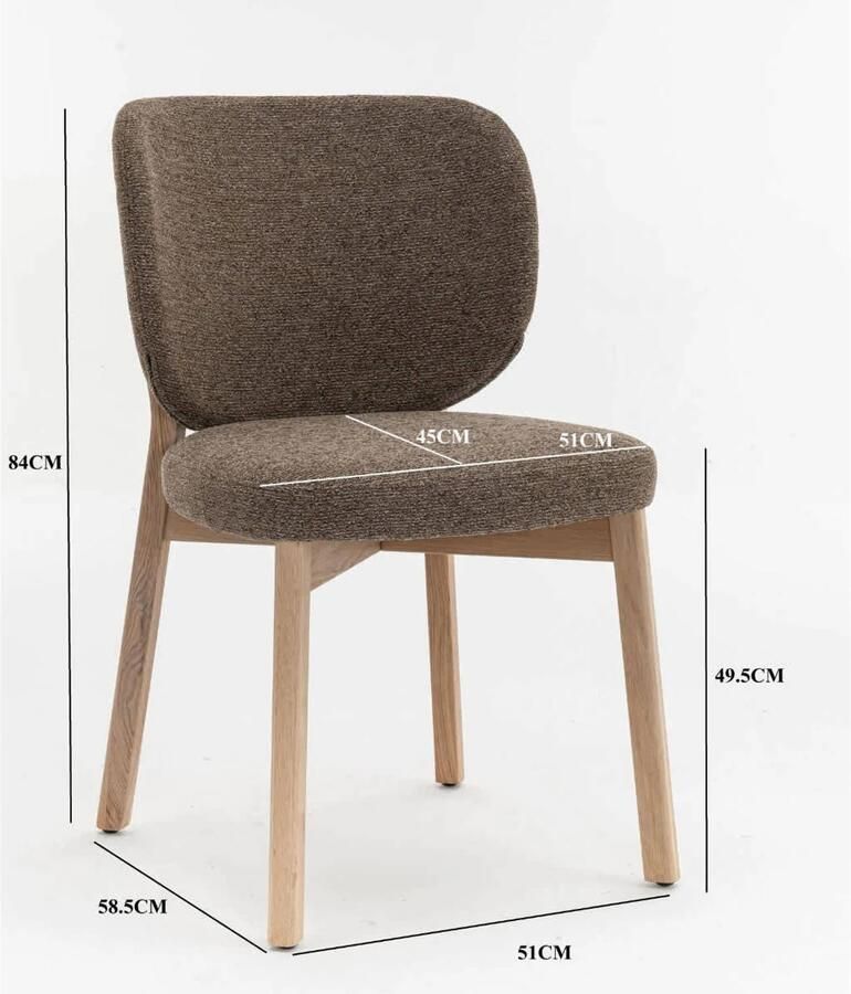 Giga Meubel DÉJA Living Eetkamerstoel Nobu Taupe Naturel Eiken Set van 2 - Foto 3