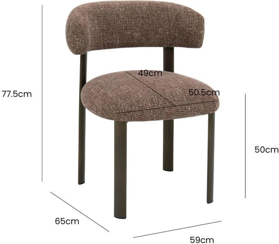 DÉJA Living Eetkamerstoel Alamo Taupe Brons Set van 2 - Foto 3