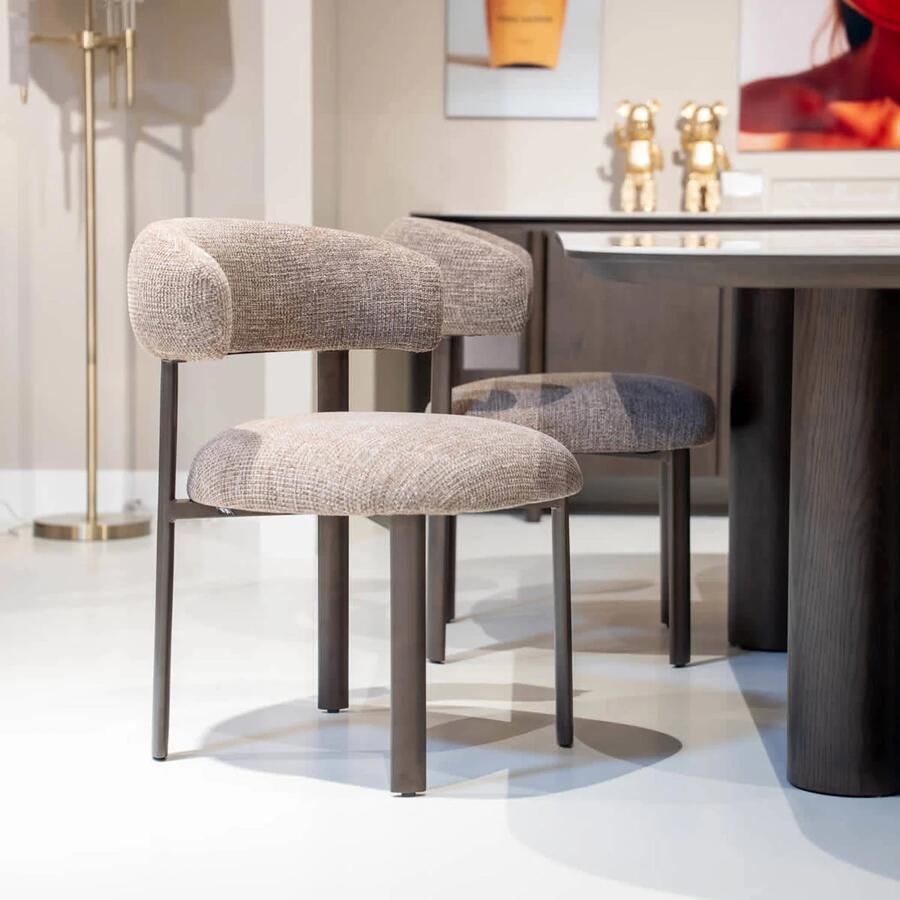 DÉJA Living Eetkamerstoel Alamo Taupe Brons Set van 2 - Foto 2