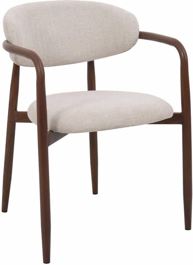 Giga Meubel Eetkamerstoel Alexia Beige Stof Metaal 59x57x77cm Set van 2