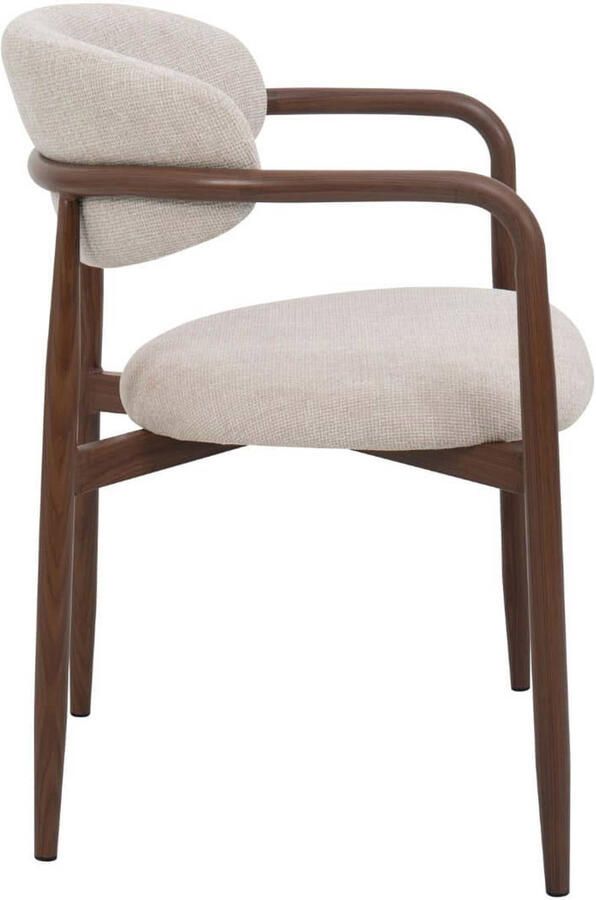 Giga Meubel Eetkamerstoel Alexia Beige Stof Metaal 59x57x77cm Set van 2 - Foto 3