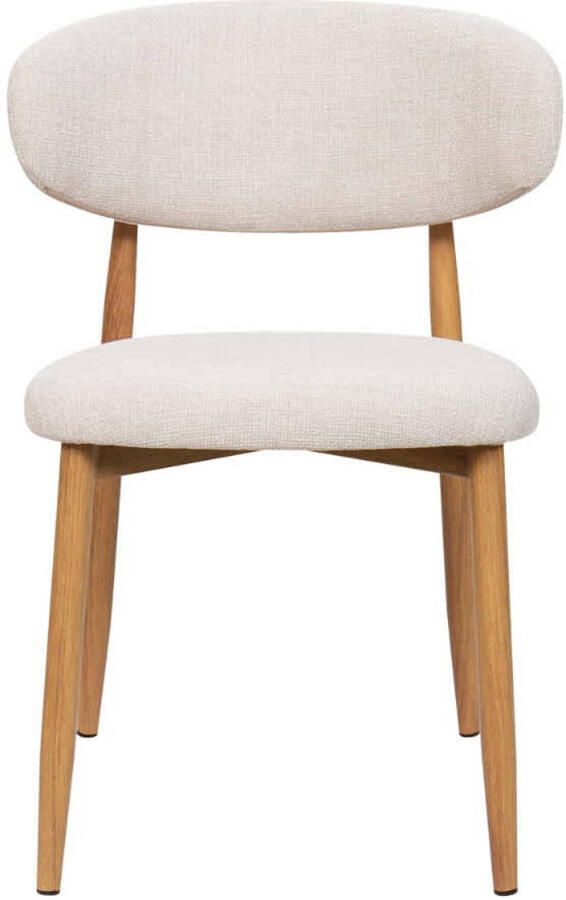Giga Meubel Eetkamerstoel Alexia Beige Naturel Metaal Stof Set van 2 - Foto 2