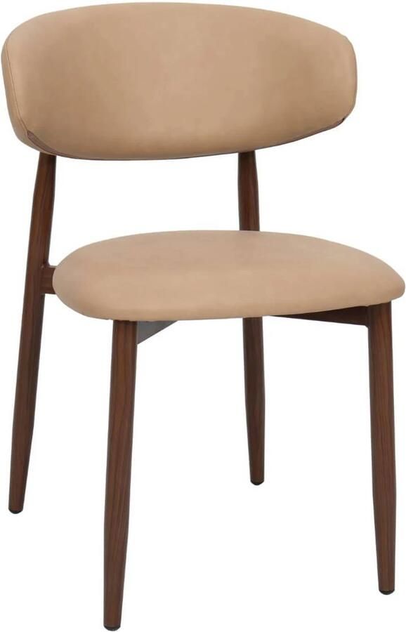 Giga Meubel Eetkamerstoel Alexia Beige Walnoot PU Leer Set van 2
