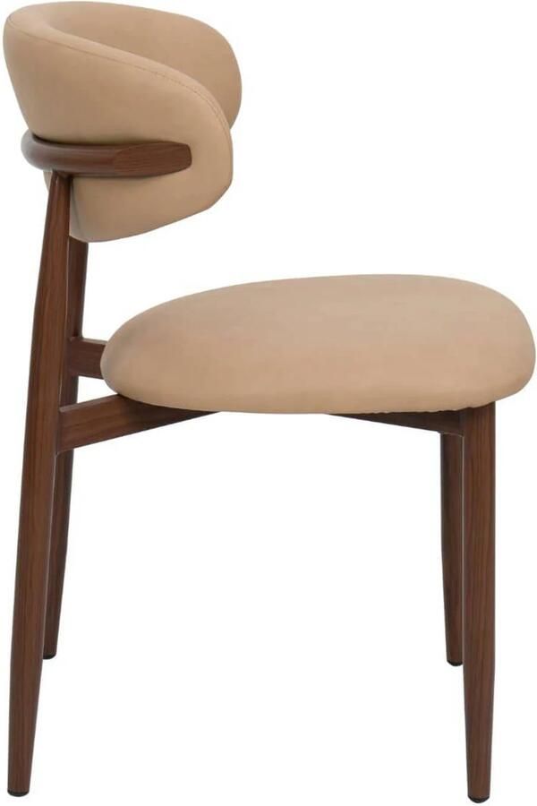 Giga Meubel Eetkamerstoel Alexia Beige Walnoot PU Leer Set van 2 - Foto 2