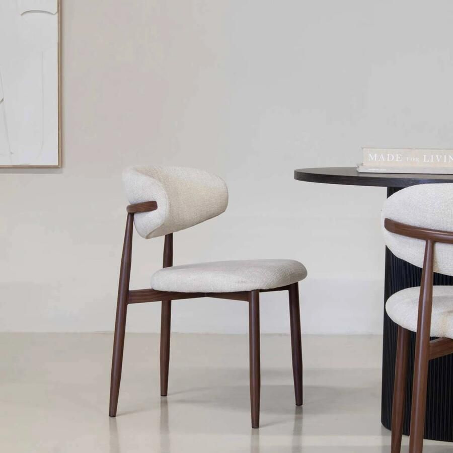 Giga Meubel Eetkamerstoel Alexia Beige Walnoot Set van 2 - Foto 2