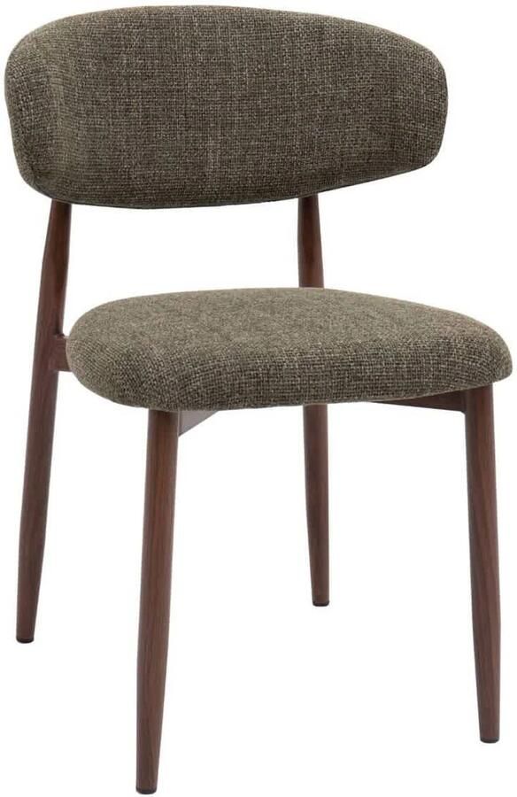 Giga Meubel Eetkamerstoel Groen|Walnoot Zithoogte 47cm Alexia Set van 2