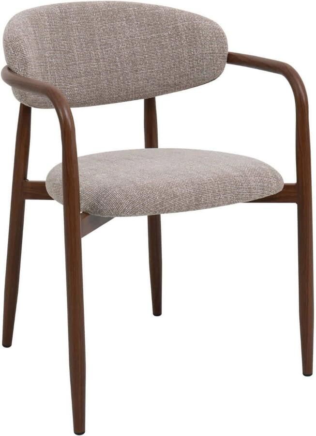 Giga Meubel Eetkamerstoel Alexia Taupe Walnoot Armleuning Set van 2
