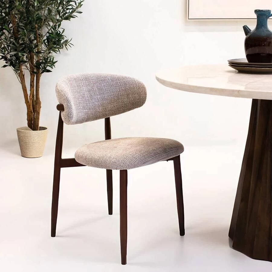 Giga Meubel Eetkamerstoel Taupe Stof Zithoogte 47cm 54x52x78cm Alexia - Foto 2