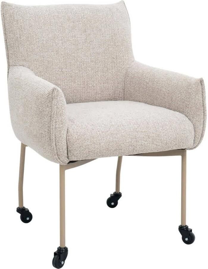 Déja Living DÉJA Living Eetkamerstoel Arboga Taupe Beige Incl. Wielen Set van 2