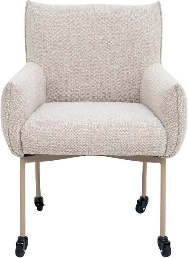 Déja Living DÉJA Living Eetkamerstoel Arboga Taupe Beige Incl. Wielen Set van 2 - Foto 3