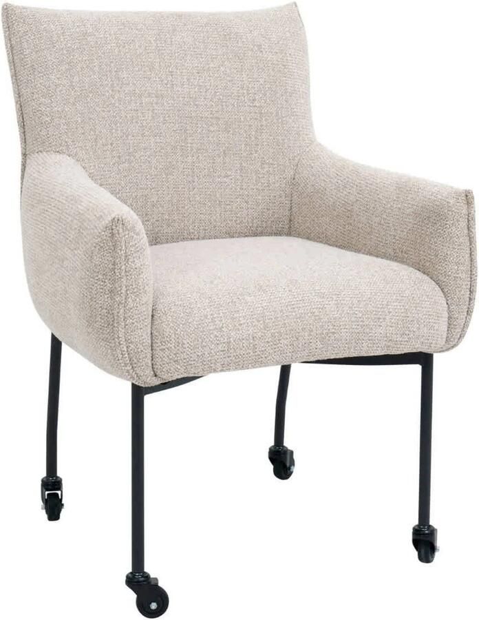 Déja Living DÉJA Living Eetkamerstoel Arboga Taupe Zwart Incl. Wielen Set van 2