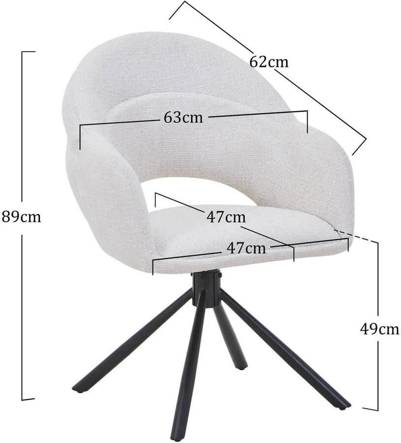 DÉJA Living Eetkamerstoel Celeste Beige Draaibaar Set van 2 - Foto 2