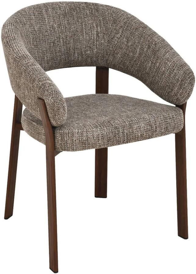 DÉJA Living Eetkamerstoel Chera Taupe Walnoot Set van 2