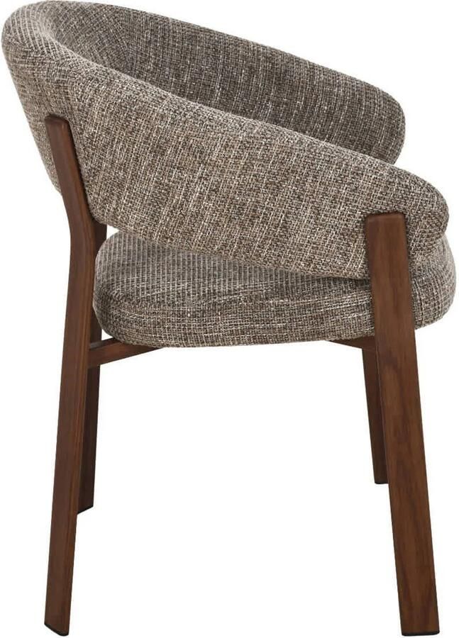 DÉJA Living Eetkamerstoel Chera Taupe Walnoot Set van 2 - Foto 3