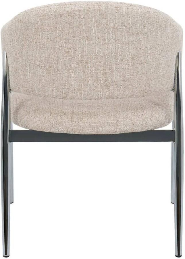 Déja Living DÉJA Living Eetkamerstoel Dénia Beige Chrome Stof Set van 2 - Foto 4
