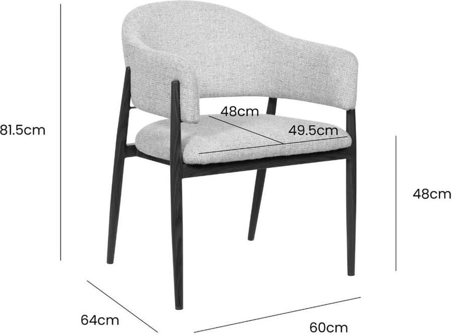 DÉJA Living Eetkamerstoel Dénia Beige Naturel Zithoogte 48cm Set van 2 - Foto 2