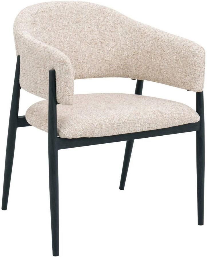 Déja Living DÉJA Living Eetkamerstoel Dénia Beige Zwart Stof Set van 2