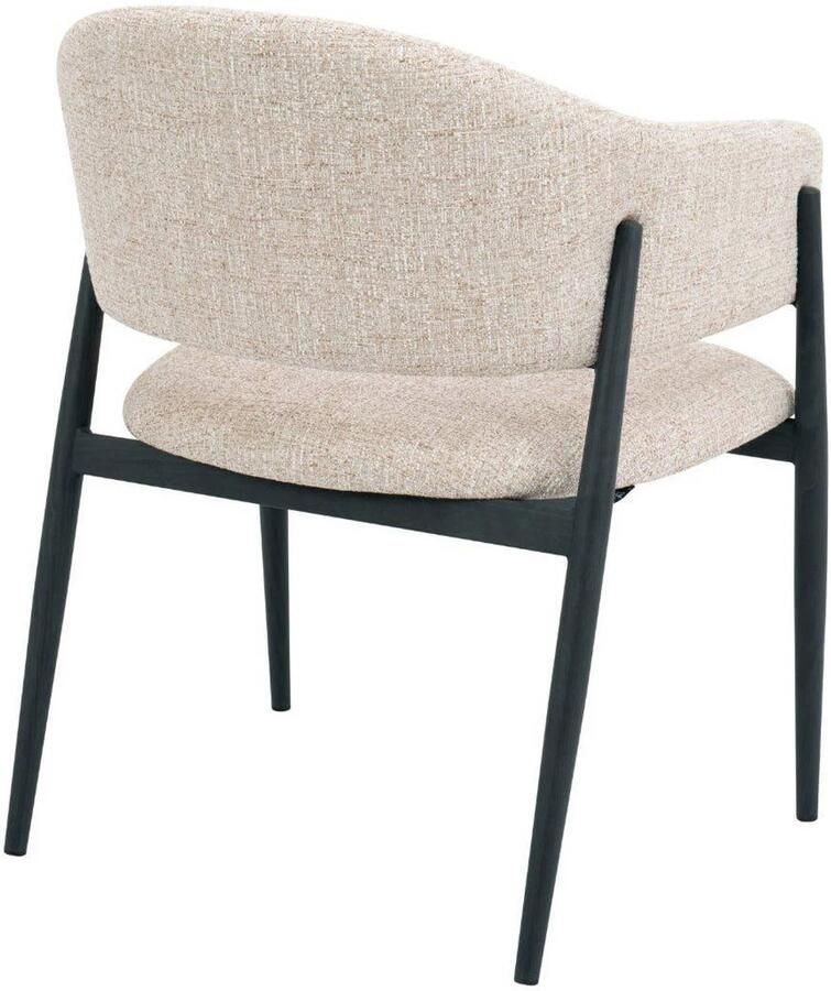 Déja Living DÉJA Living Eetkamerstoel Dénia Beige Zwart Stof Set van 2 - Foto 2