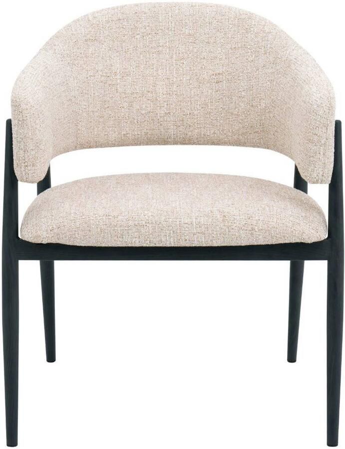 Déja Living DÉJA Living Eetkamerstoel Dénia Beige Zwart Stof Set van 2 - Foto 3