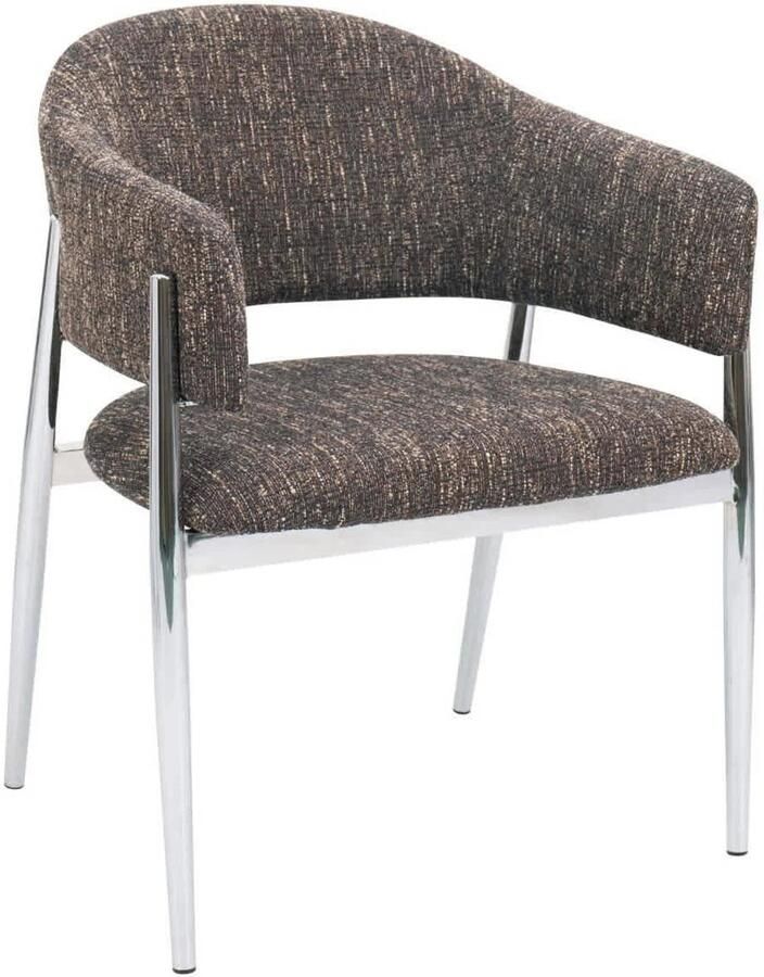 Déja Living DÉJA Living Eetkamerstoel Dénia Donkerbruin Chrome Set van 2