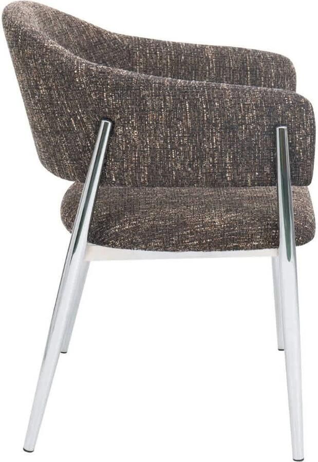 Déja Living DÉJA Living Eetkamerstoel Dénia Donkerbruin Chrome Set van 2 - Foto 3