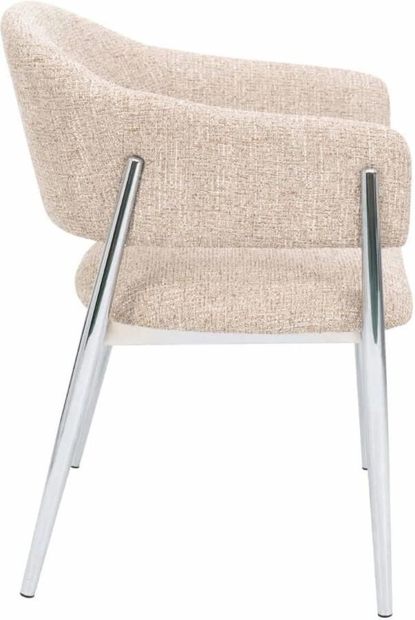 Déja Living DÉJA Living Eetkamerstoel Dénia Taupe Chrome Set van 2 - Foto 3