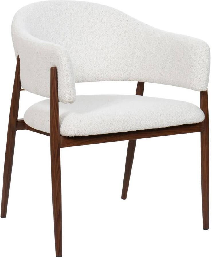 Déja Living DÉJA Living Eetkamerstoel Dénia Wit Walnoot Zithoogte 48cm Set van 2