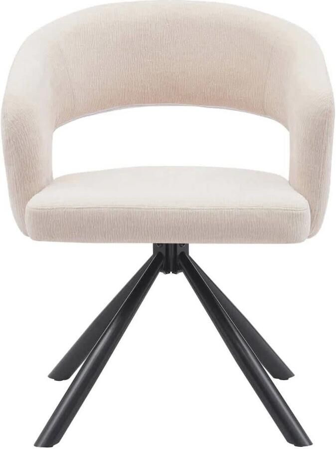 DÉJA Living Eetkamerstoel Beige Draaibaar Stof Elle Set van 2