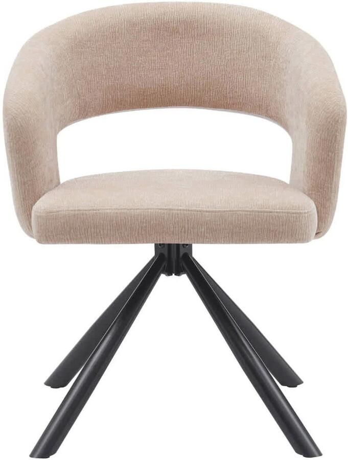 DÉJA Living Eetkamerstoel Taupe Draaibaar Stof Elle Set van 2