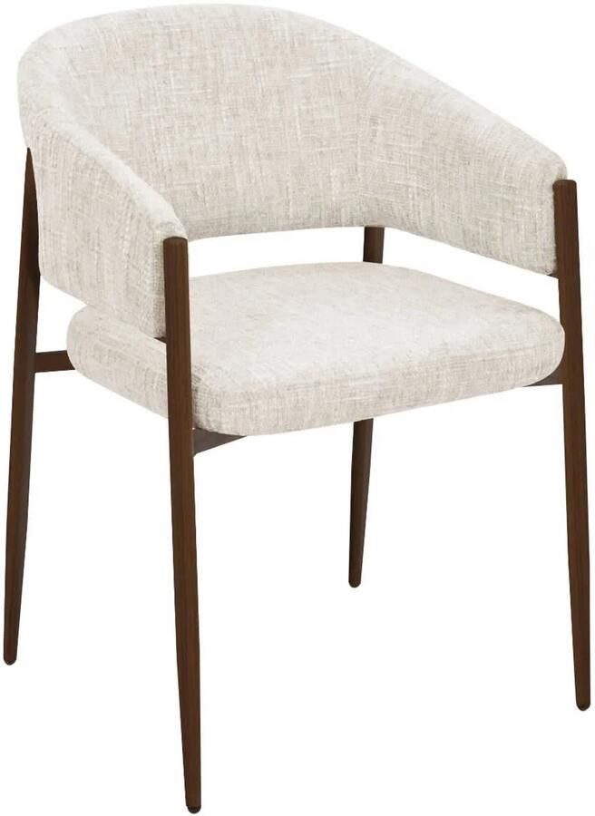 DÉJA Living Eetkamerstoel Elvia Beige Walnoot Stof Set van 2
