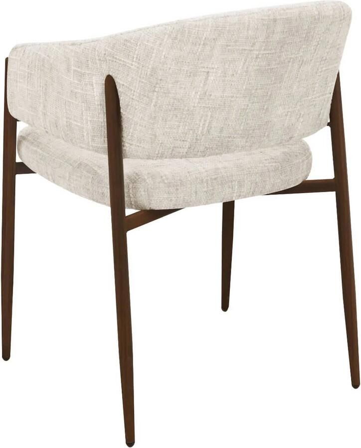 DÉJA Living Eetkamerstoel Elvia Beige Walnoot Stof Set van 2 - Foto 3