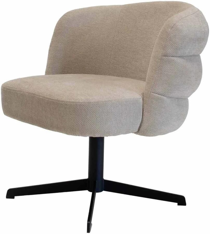 DÉJA Living Eetkamerstoel Félix Metaal Stof Taupe Set van 2 - Foto 3