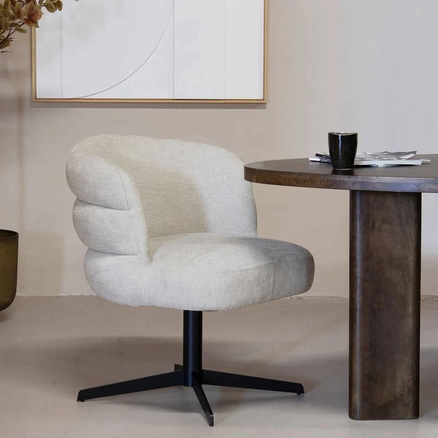 DÉJA Living Eetkamerstoel Félix Metaal Stof Taupe Set van 2 - Foto 2