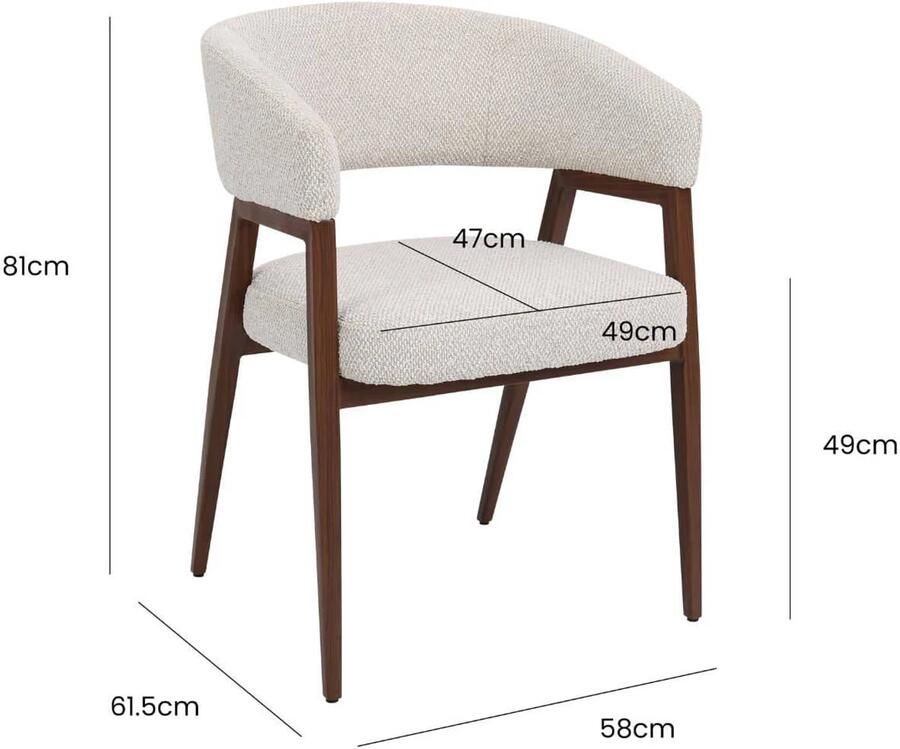 DÉJA Living Eetkamerstoel Fureso Beige Zwart Set van 2 - Foto 2